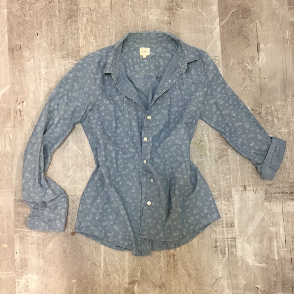 J Crew Floral Chambray Button Up